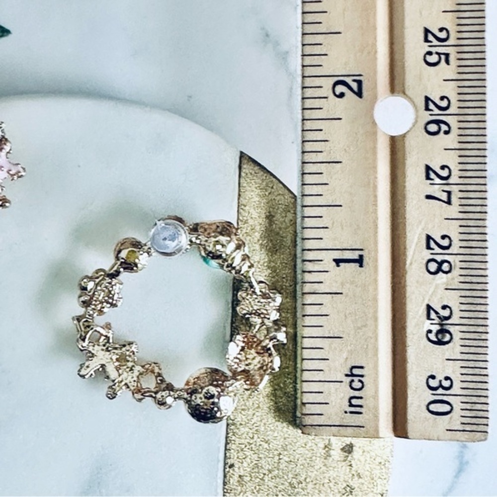 2/$30🌵 Ocean Seashell Conch Faux Pearl Mermaid Earrings Circle Starfish Shell - Picture 5 of 6